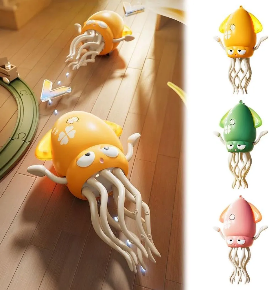 Electric Crawling Octopus, Electric Crawling Octopus Toy, Creative Action Crawling Octopus, Smart Interactive Auto-Wiggling Robotics for Indoor Play, Adult Toys (Yellow)