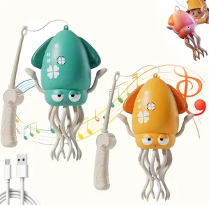 Electric Crawling Octopus Toy, Crawling Dancing Automatic Obstacle Avoidance Sensor Tummy Time Octopus Toy, Magic Crazy 8-Leg Action Standing Octopuses with LED Lights & Music (Yellow   Green)