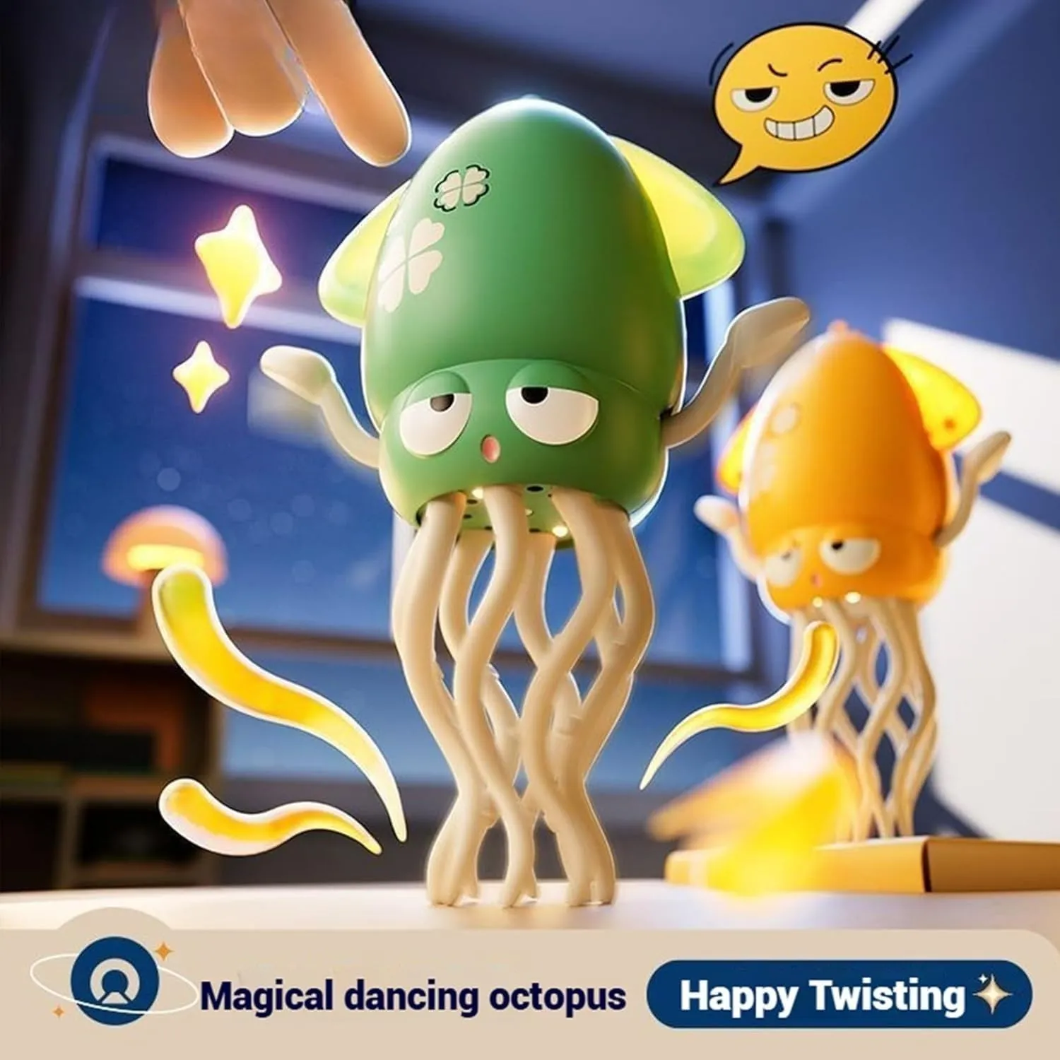 Electric Crawling Octopus Toy, Crawling Octopus Baby Toy, Interactive Dancing Robot with LED Lights & Music, Obstacle Avoidance, Fun Gift for Toddlers & Children(2*Pink)
