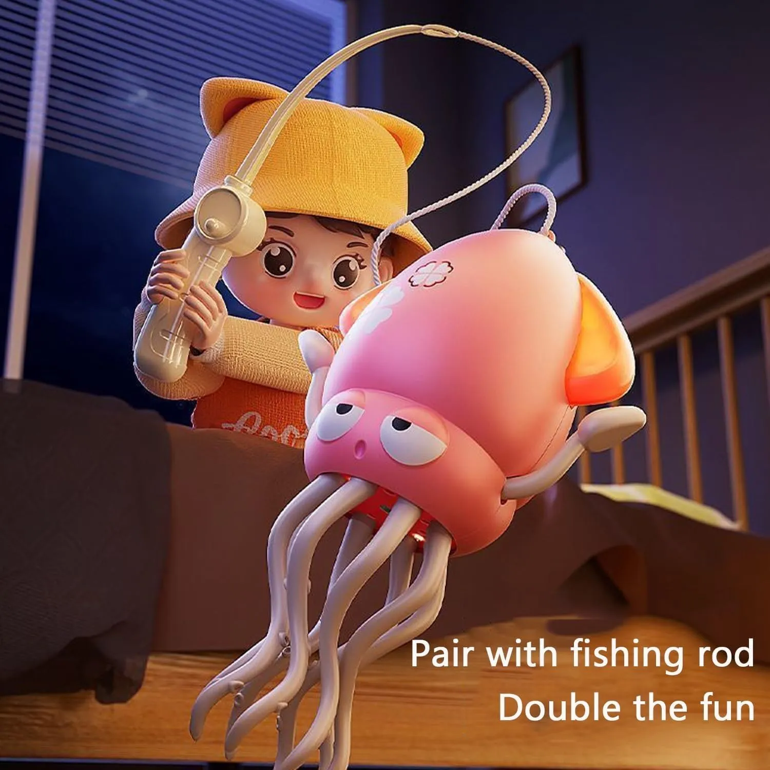 Electric Crawling Octopus Toy, Crawling Octopus Baby Toy, Interactive Dancing Robot with LED Lights & Music, Obstacle Avoidance, Fun Gift for Toddlers & Children(2*Pink)