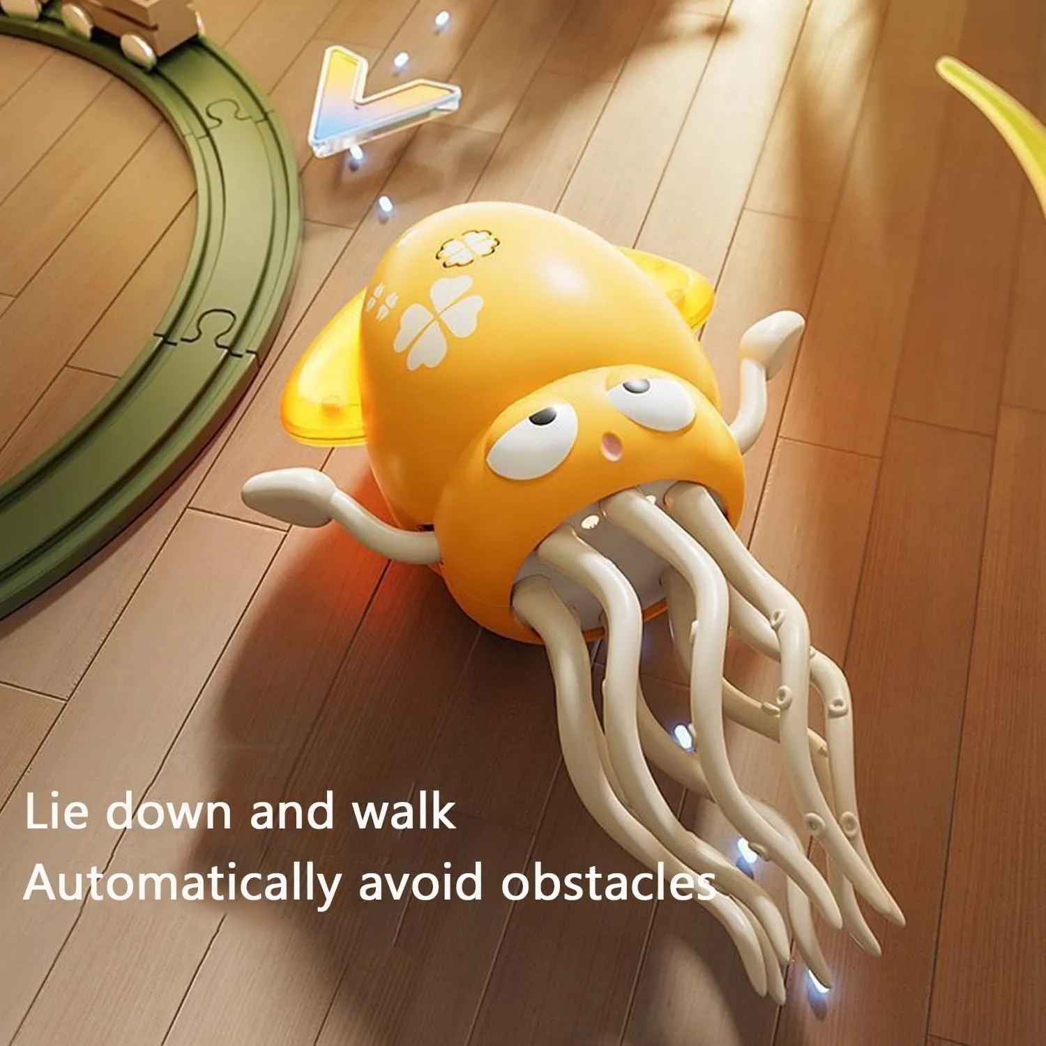 Electric Crawling Octopus Toy, Crawling Octopus Baby Toy, Interactive Dancing Robot with LED Lights & Music, Obstacle Avoidance, Fun Gift for Toddlers & Children(2*Pink)