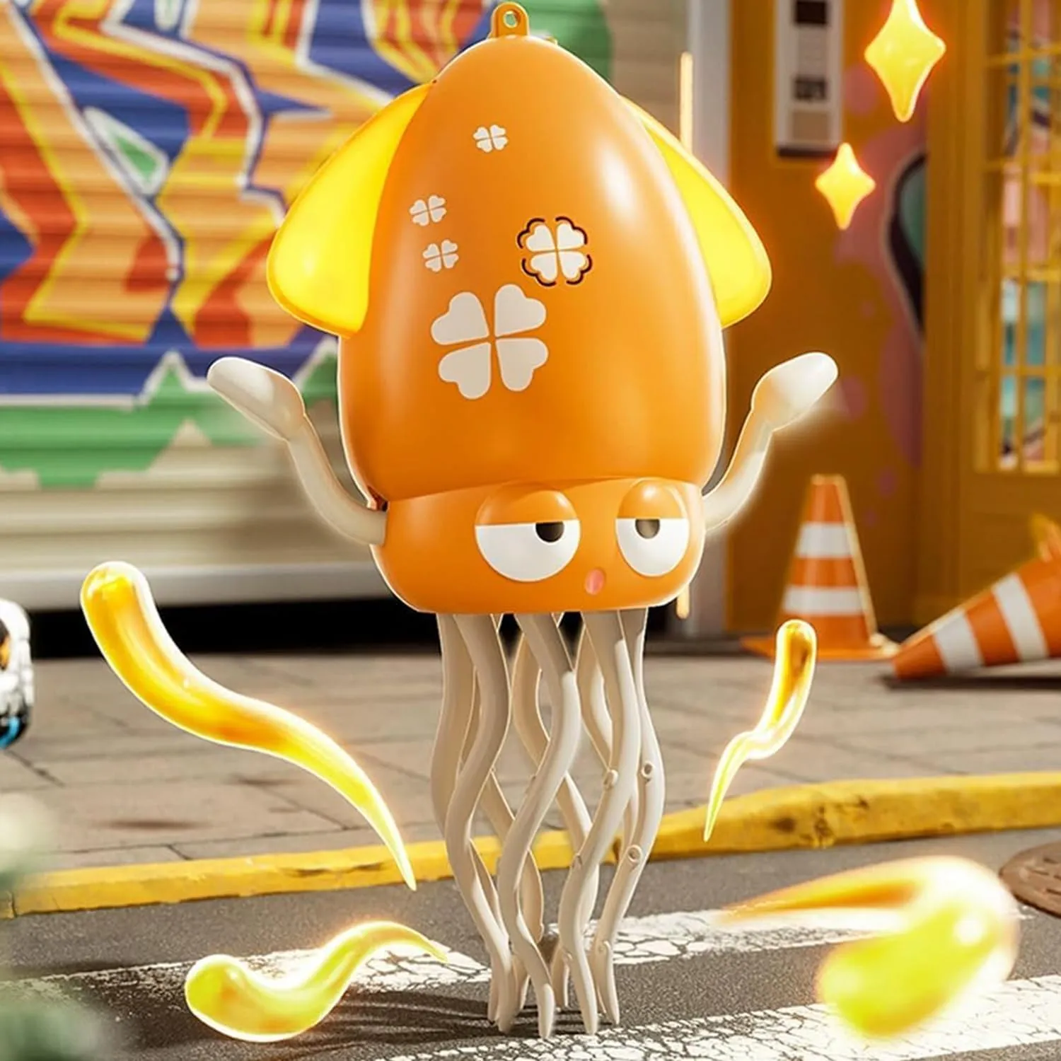 Electric Dancing Octopus Toy, Crawling Dancing Automatic Obstacle Avoidance Octopus Sensor Toy, Automatic Swing Magic Obstacle Avoidanceoctopus with LED & Music, Self-Navigating (Yellow)