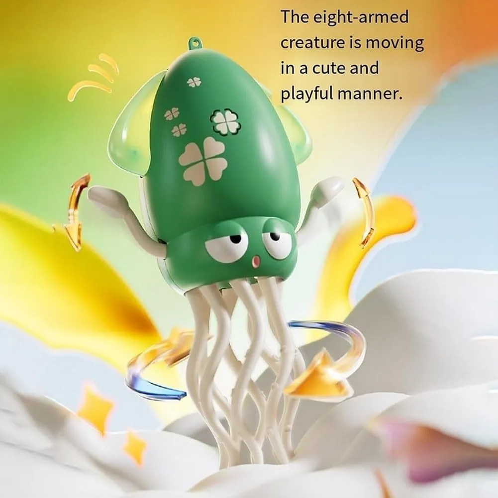 Electronic Magic Crawling Dancing Octopus Baby Toy, Smart Tentacle Explorer, Playful 8-Leg Auto-Dance Toys with LED & Music, Electric Automatic Obstacle Avoidance, for Indoor