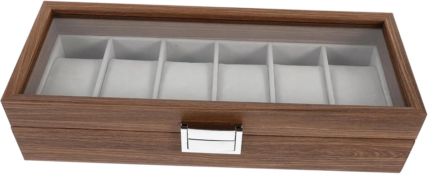 Elegant Walnut Wood Watch Storage Box Men's Watch Holder Organizer Decorative Case
