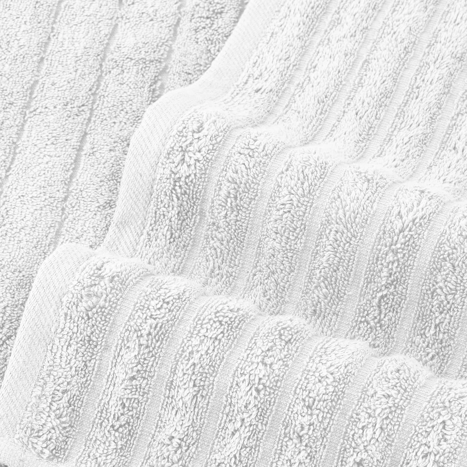 Elegant Comfort 100% Turkish Cotton Corduroy Ribbed Luxury Bath Towels 6-Piece Set, Premium Feel - Quick Dry, Highly Absorbent, Contains 2 Bath Towels, 2 Hand Towels, and 2 Washcloths, White