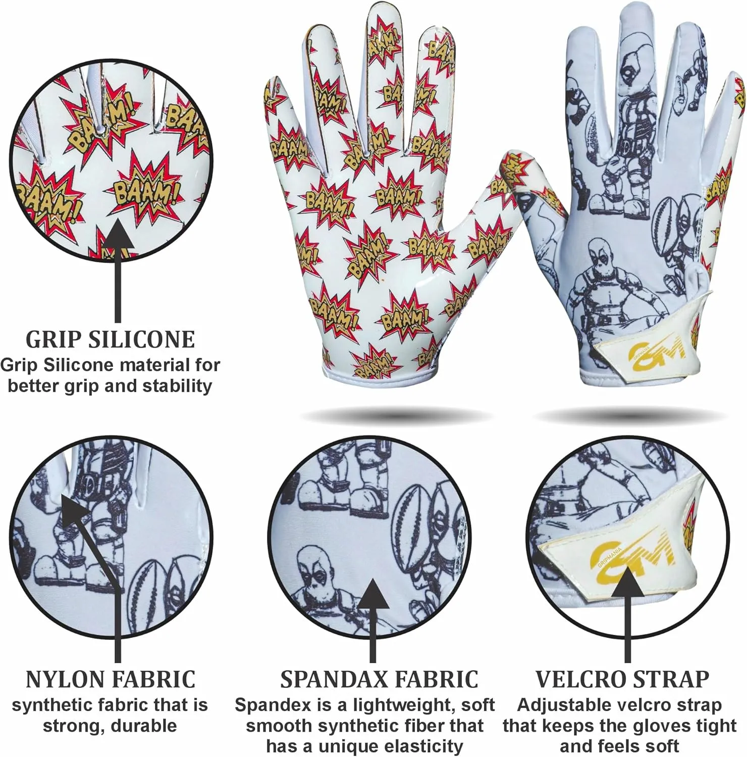 Emoticons V1 Mens Football Gloves, Youth and Adults Sticky Receiver Gloves