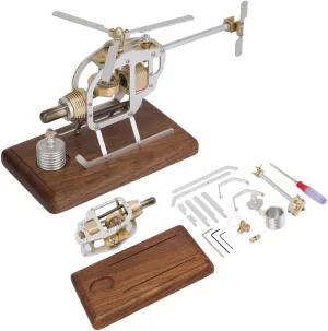 Engine Model Kit That Works, Stirling Functional Mechanical Helicopter Engine Set, Physics Experiment Set for Men, Him (KIT Version)