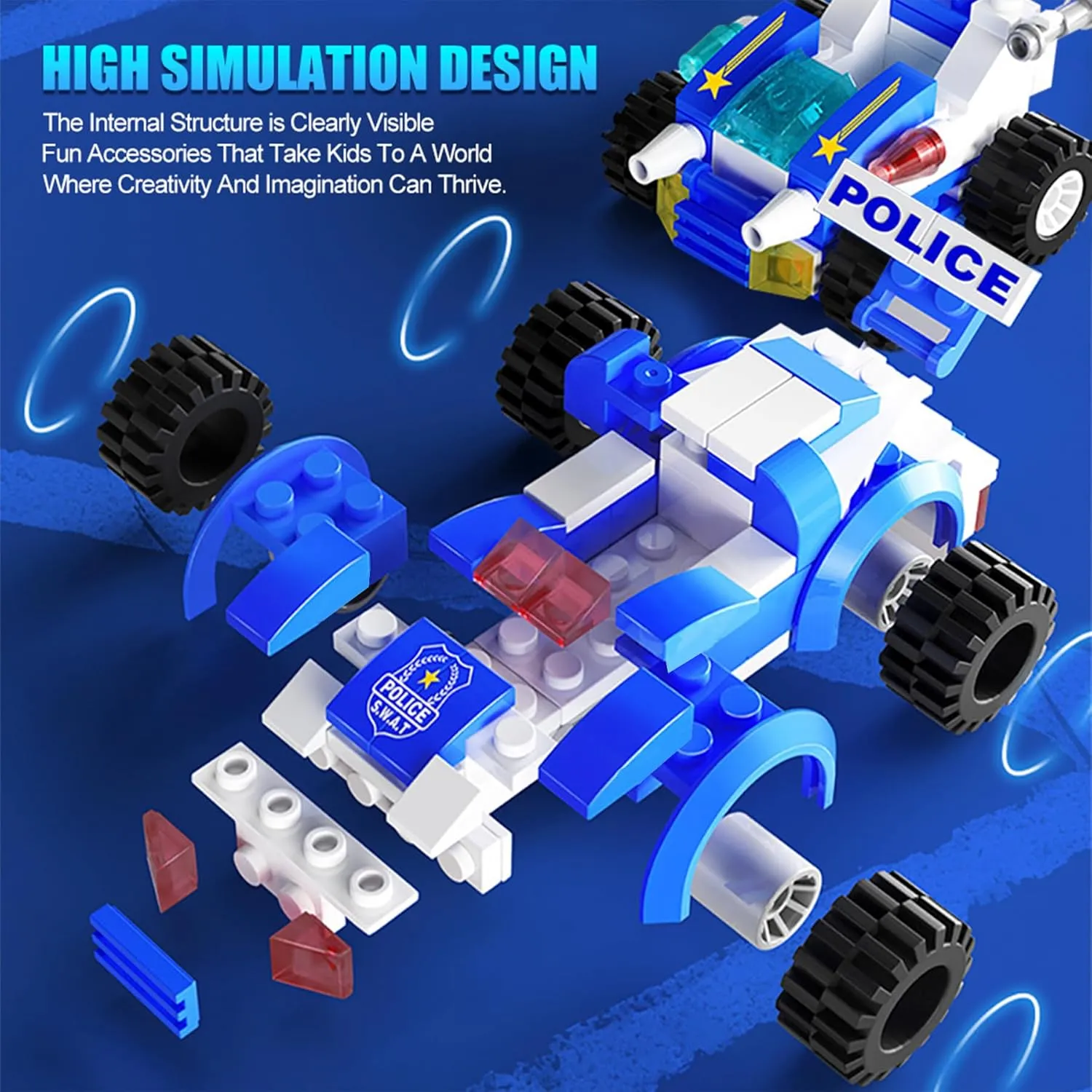 EP EXERCISE N PLAY 1338 Pieces City Police Car Building Sets, Police Station Truck Toy Blocks Set with Prison Helicopter Cop Car Boat for Boys and Kids Aged 6-12