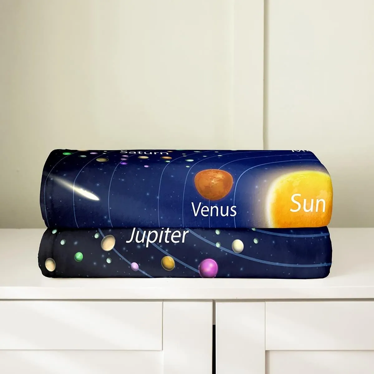 Erosebridal Kids Outer Space Flannel Blanket,Boys Starry Sky Galaxy Blanket Throw 50x60 Planet Space Throw Blanket for Girls Teens Adult Bedroom Decor,Solar System Cosmos Fleece Blanket,Blue Purple