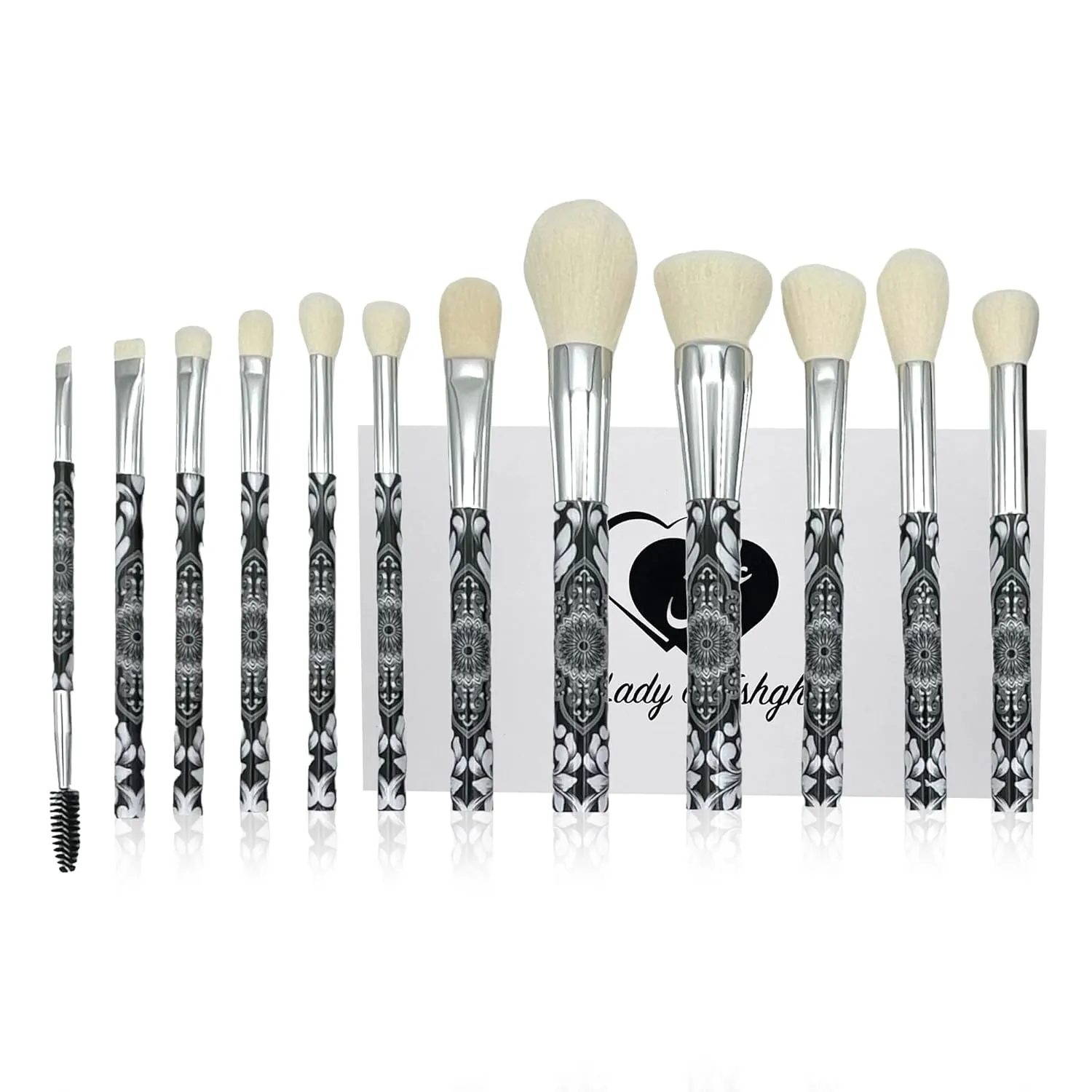 Eshghe-Mani Makeup Brushes by Lady of Eshgh | 12pc Full Face Makeup Brush Set | Natural Hair-Like Professional Make Up Brushes | Comes With Collectors Box & Elegant Black Felt Storage Pouch