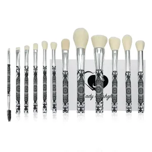 Eshghe-Mani Makeup Brushes by Lady of Eshgh | 12pc Full Face Makeup Brush Set | Natural Hair-Like Professional Make Up Brushes | Comes With Collectors Box & Elegant Black Felt Storage Pouch