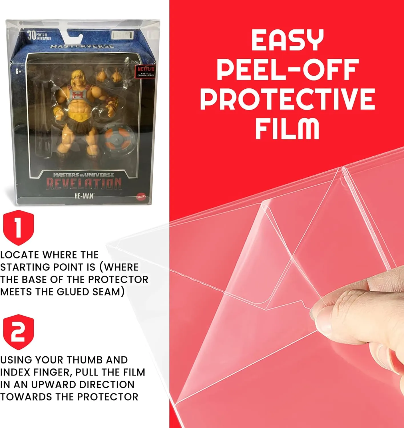 EVORETRO 0.40 mm Thick PET Protector for Masters of The Universe Revelation Armor with Hanger Pack of 10 - Crystal Clear Display, Durable, Impact-Resistant Collectible Action Figure Display Case