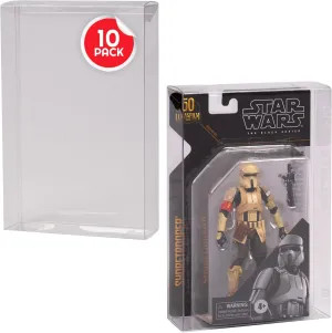 EVORETRO Action Figure Display Case for 6 in Star Wars Black Series Archive 50th Carded - 10 Pack - Clear 0.40 mm Thick PET Plastic Protective Box Case Storage - Keep Your Collection in Mint Condition