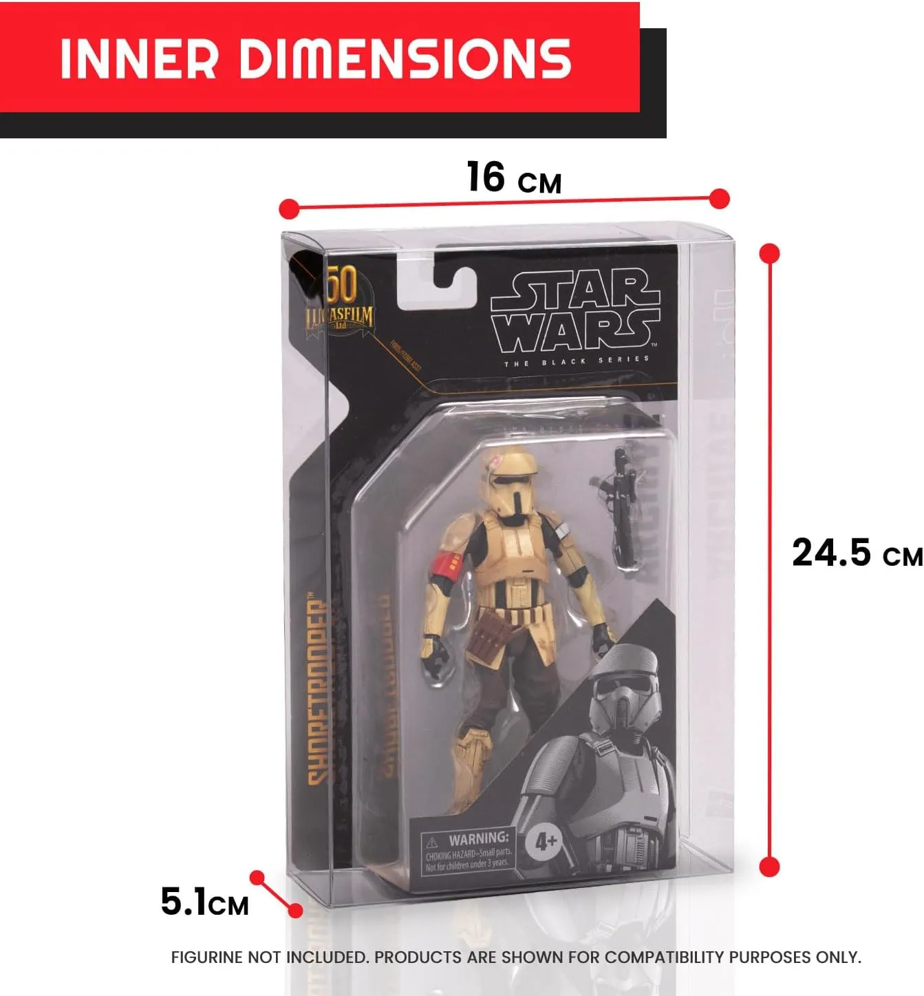 EVORETRO Action Figure Display Case for 6 in Star Wars Black Series Archive 50th Carded - 10 Pack - Clear 0.40 mm Thick PET Plastic Protective Box Case Storage - Keep Your Collection in Mint Condition