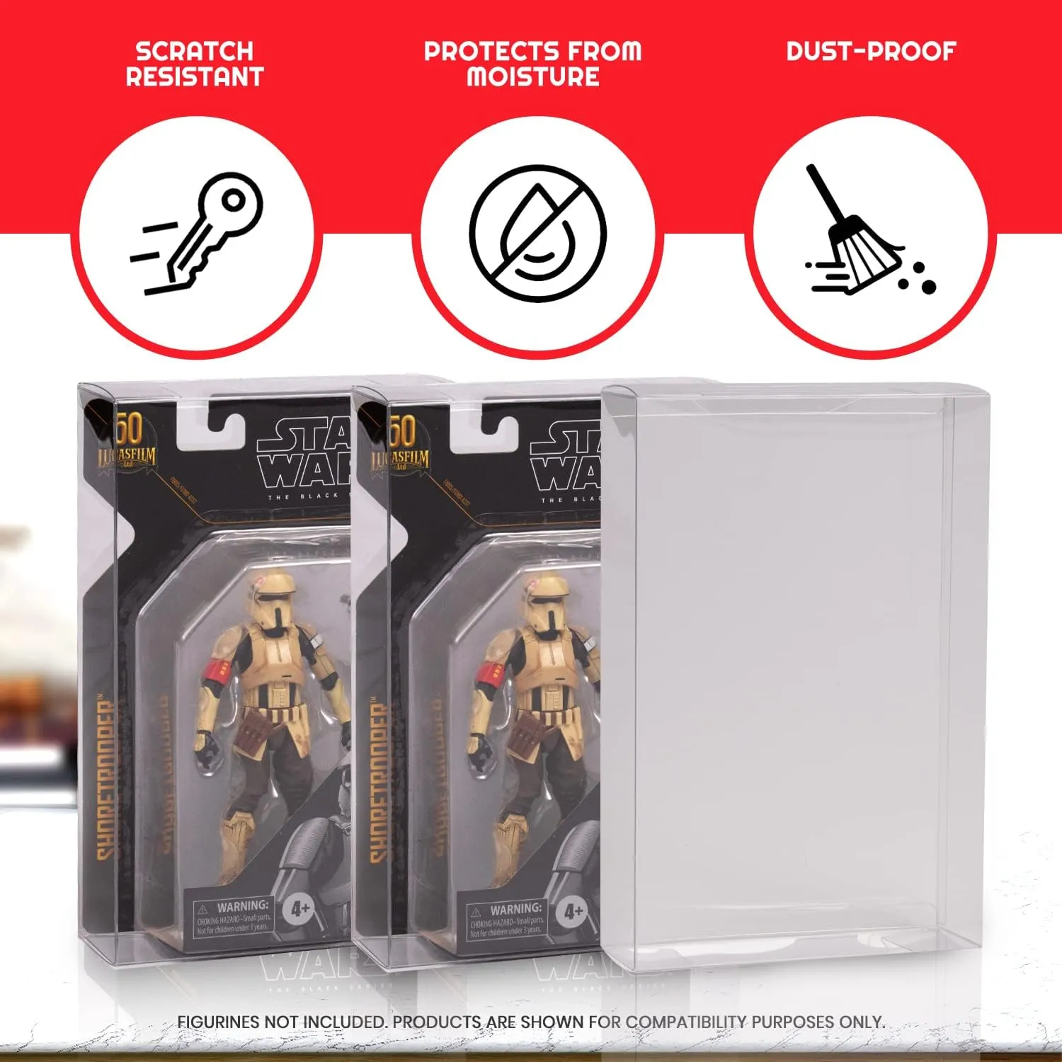 EVORETRO Action Figure Display Case for 6 in Star Wars Black Series Archive 50th Carded - 10 Pack - Clear 0.40 mm Thick PET Plastic Protective Box Case Storage - Keep Your Collection in Mint Condition