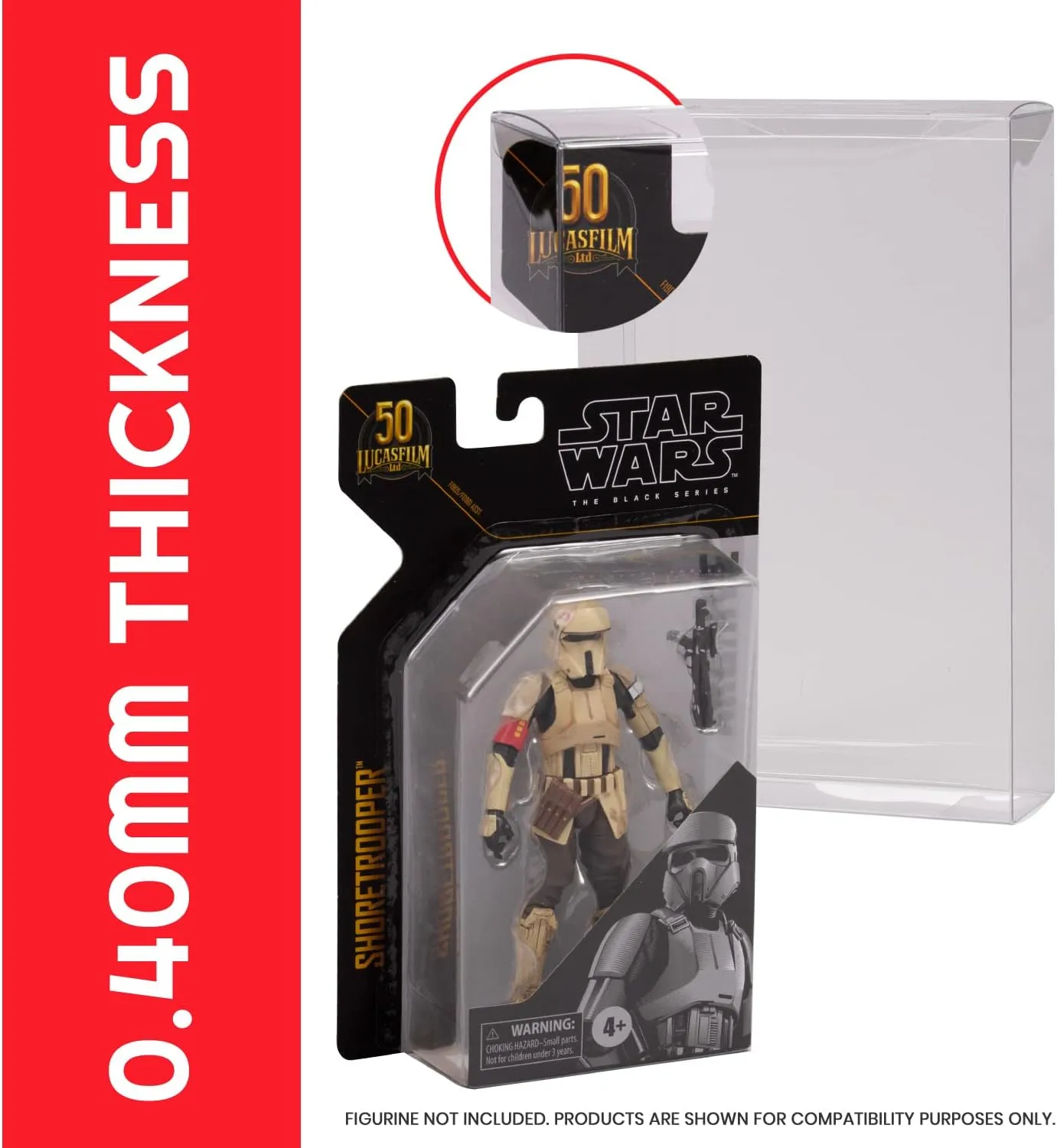 EVORETRO Action Figure Display Case for 6 in Star Wars Black Series Archive 50th Carded - 10 Pack - Clear 0.40 mm Thick PET Plastic Protective Box Case Storage - Keep Your Collection in Mint Condition