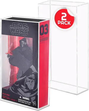 EVORETRO Action Figure Display Case Protector for Hasbro Star Wars Black Series Box 6 inches Figures - 2 Pack - Thick Clear Acrylic Anti-UV, Stackable, Durable, Long Lasting Protective Case