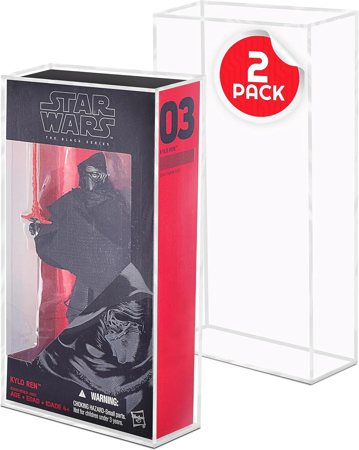 EVORETRO Action Figure Display Case Protector for Hasbro Star Wars Black Series Box 6 inches Figures - 2 Pack - Thick Clear Acrylic Anti-UV, Stackable, Durable, Long Lasting Protective Case