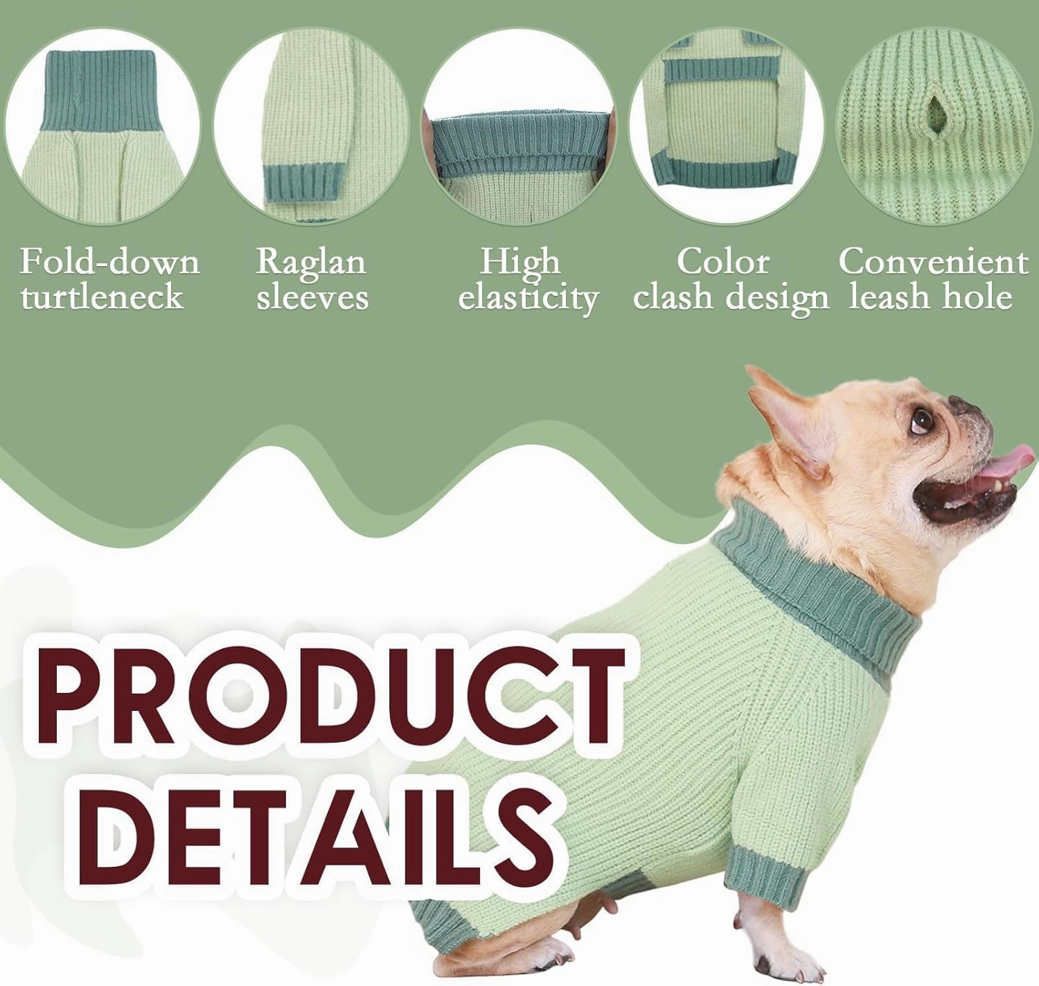 Extra Large Sweater, Warm Clothes With Leash Hole, Christmas Pullover for Dogs Boy Girl, Winter Turtleneck Jumper for Rottweiler, Alaskan, Great Dane, Green 4XL