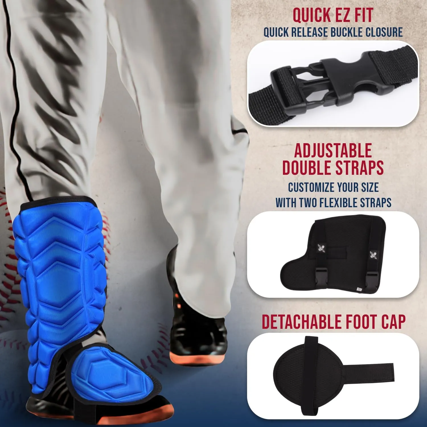 Exxact Sports Batter's Baseball Leg Guard with Adjustable Straps, Shin Guard Baseball Youth & Adult Size