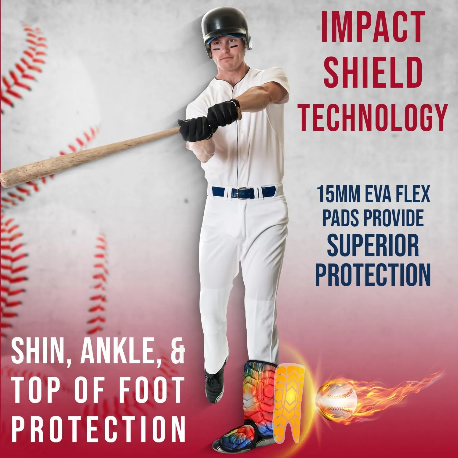 Exxact Sports Batter's Baseball Leg Guard with Adjustable Straps, Shin Guard Baseball Youth & Adult Size