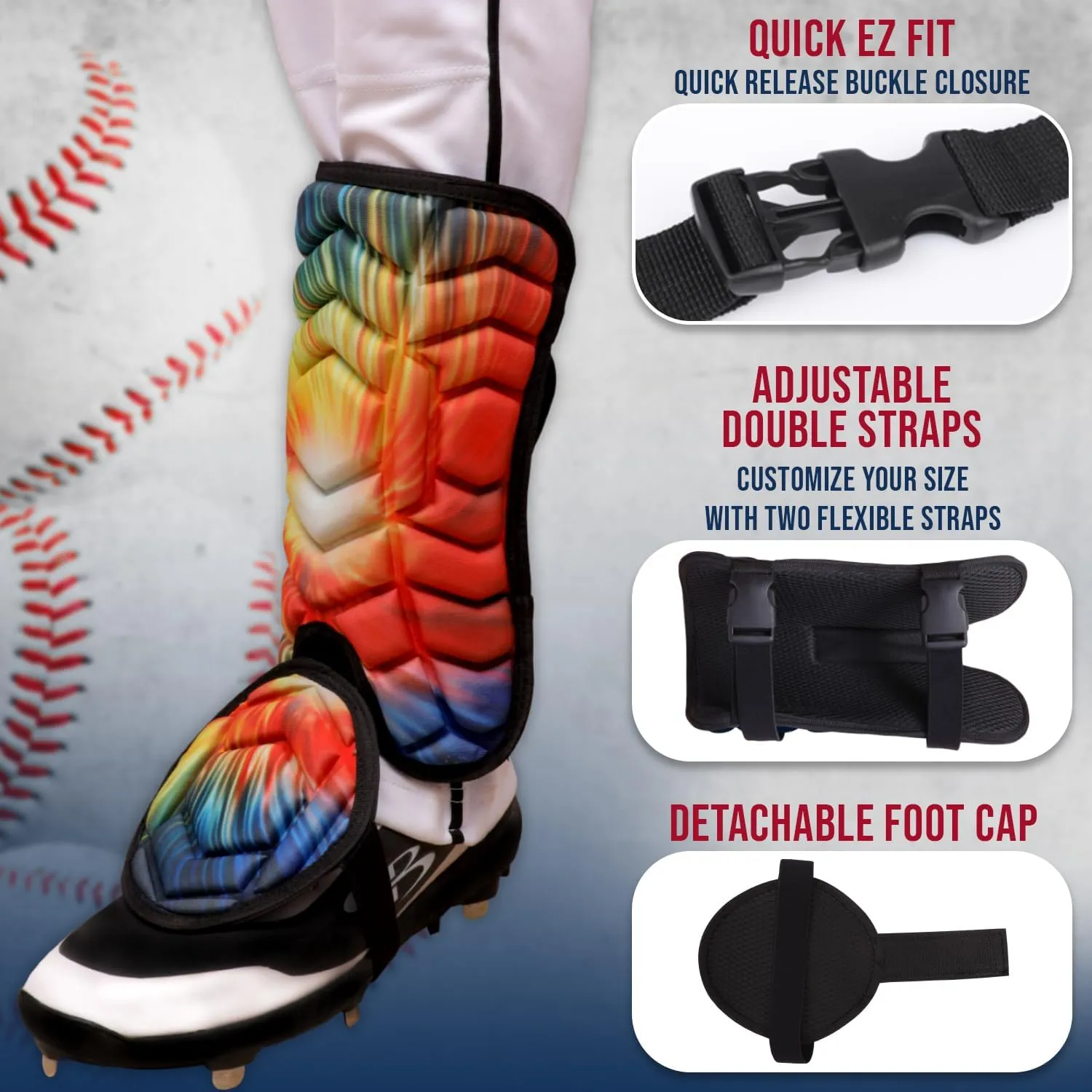 Exxact Sports Batter's Baseball Leg Guard with Adjustable Straps, Shin Guard Baseball Youth & Adult Size