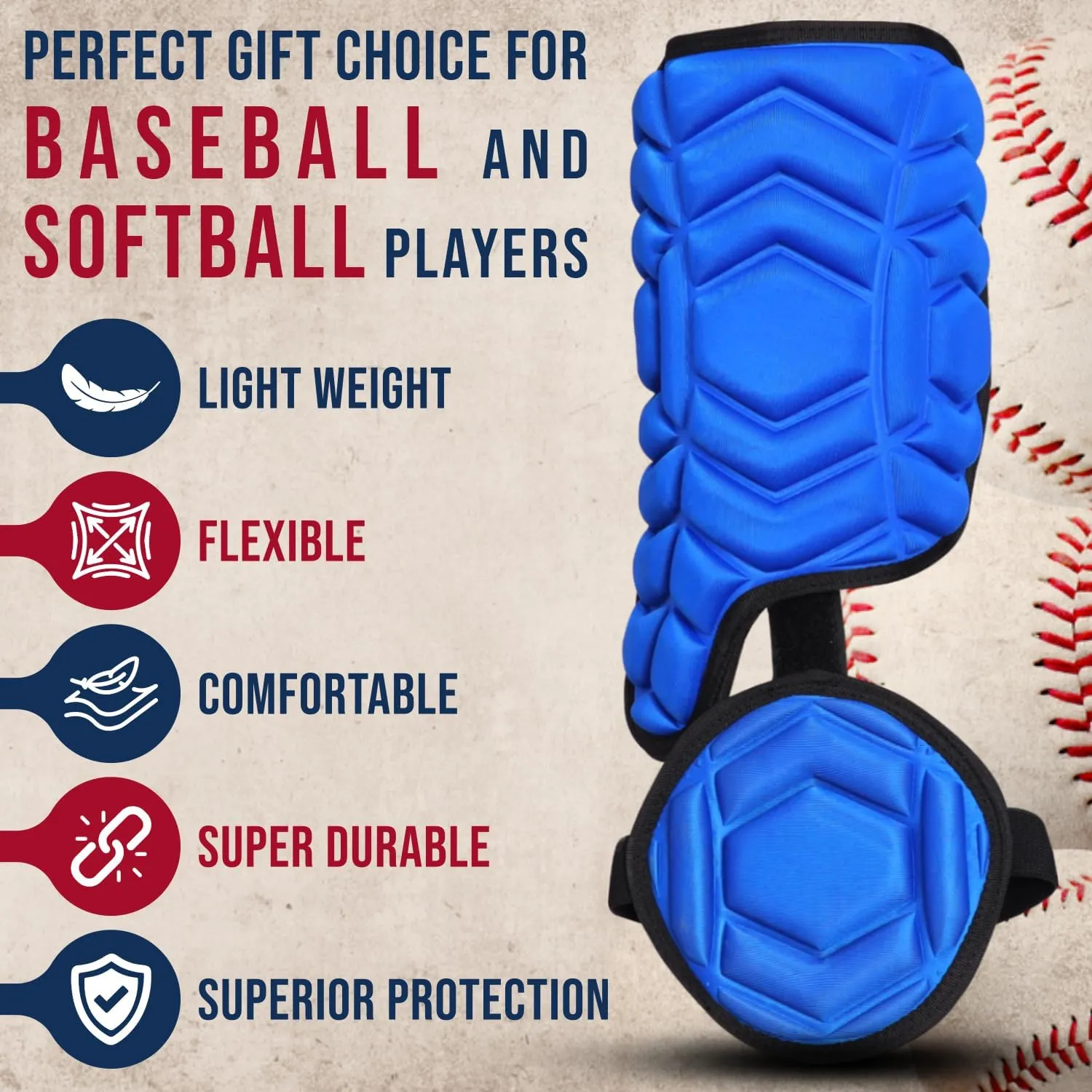 Exxact Sports Batter's Baseball Leg Guard with Adjustable Straps, Shin Guard Baseball Youth & Adult Size