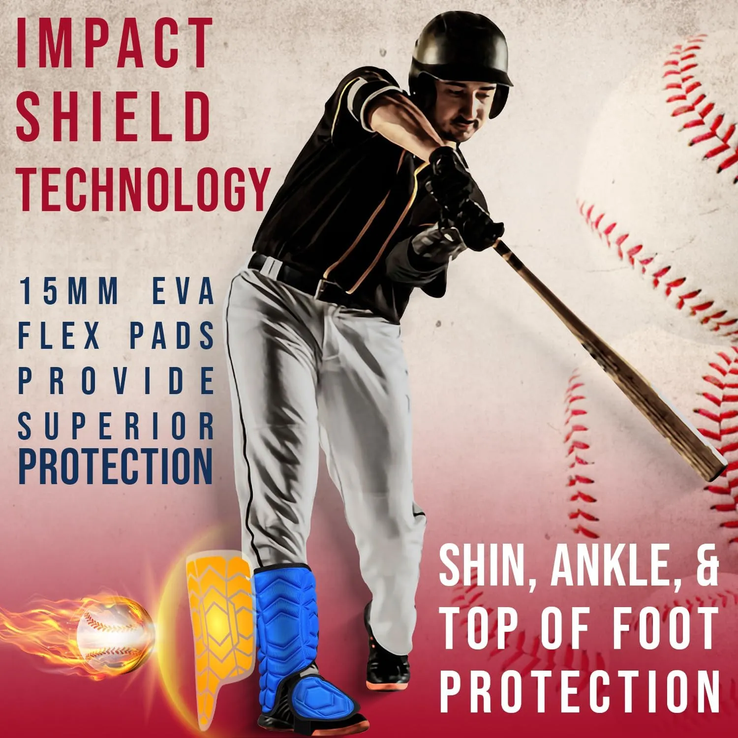 Exxact Sports Batter's Baseball Leg Guard with Adjustable Straps, Shin Guard Baseball Youth & Adult Size