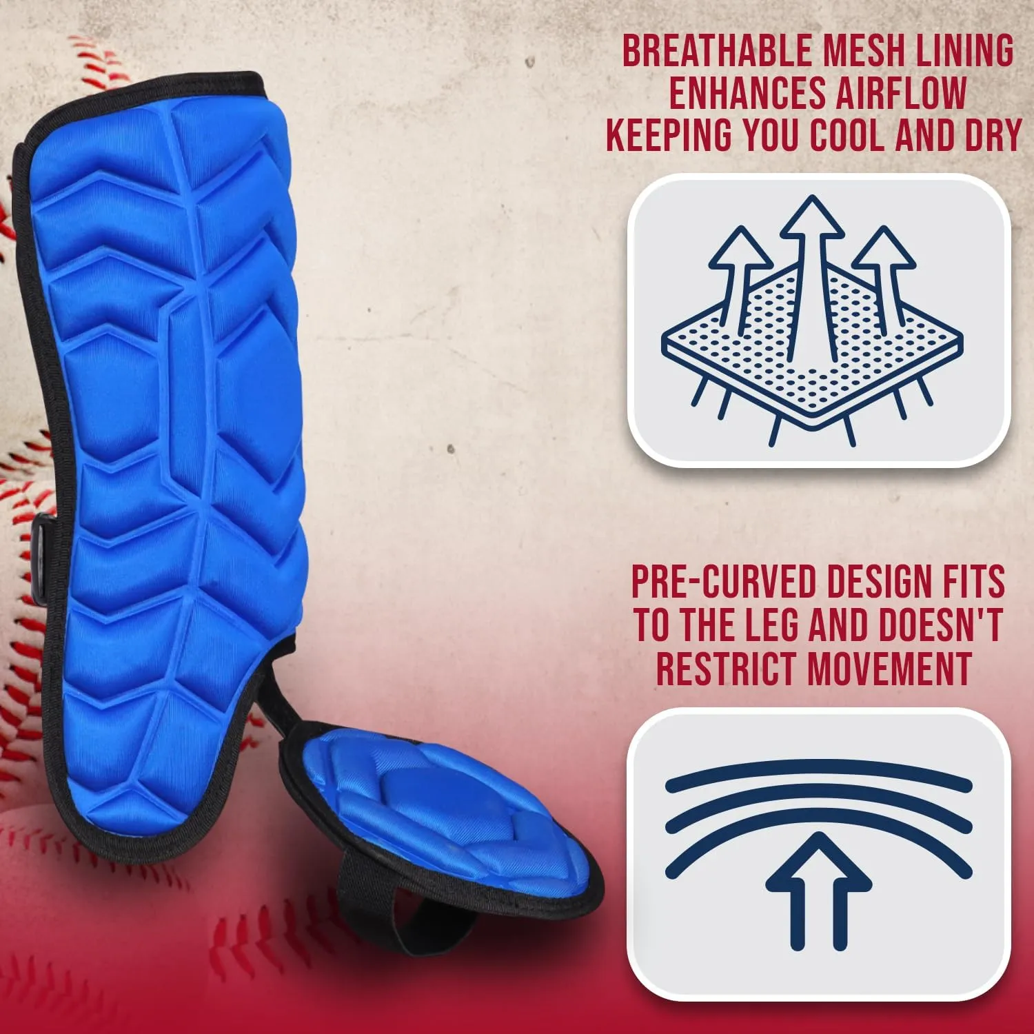 Exxact Sports Batter's Baseball Leg Guard with Adjustable Straps, Shin Guard Baseball Youth & Adult Size