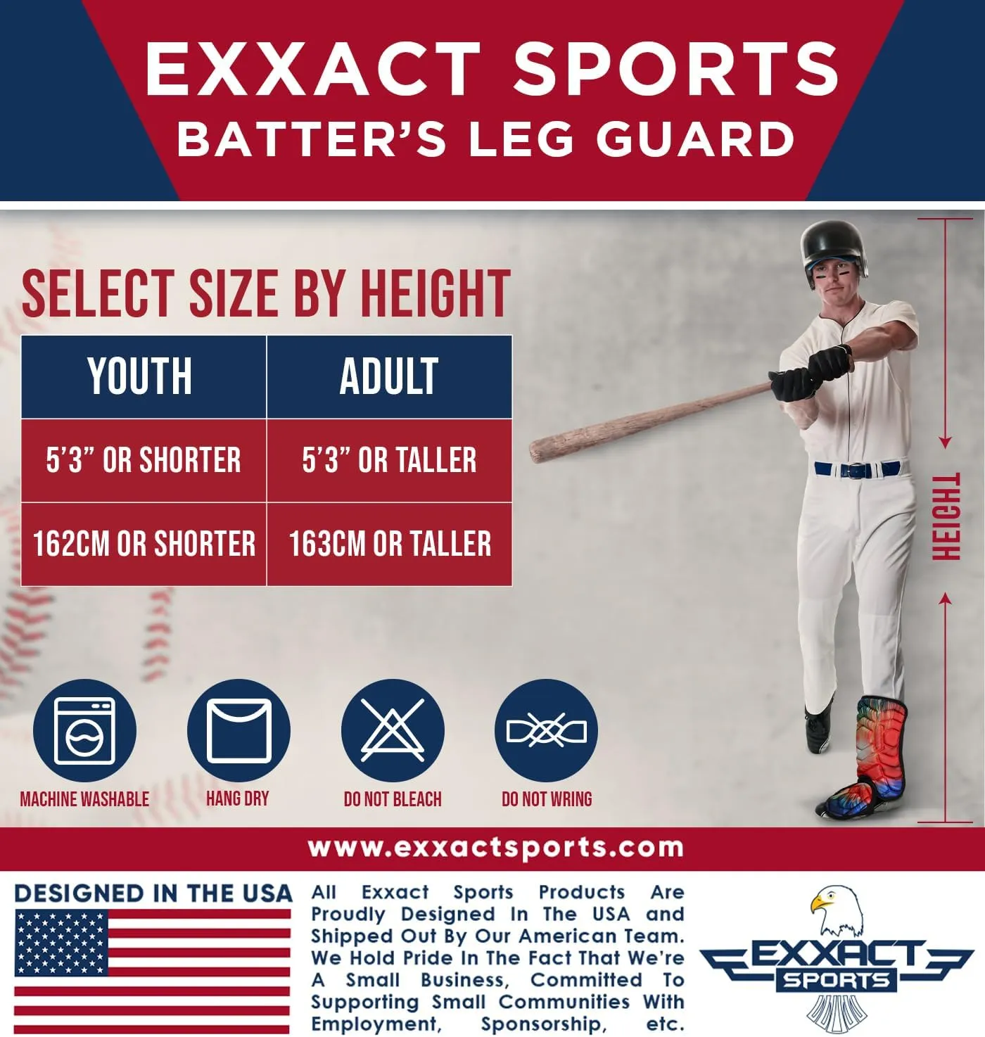 Exxact Sports Batter's Baseball Leg Guard with Adjustable Straps, Shin Guard Baseball Youth & Adult Size