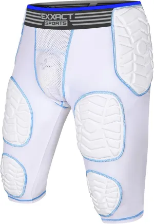 Exxact Sports Combat 7-Pad Youth Football Girdle with Cup Pocket, Padded Compression Shorts with Integrated Pads, Boys Girdle Football
