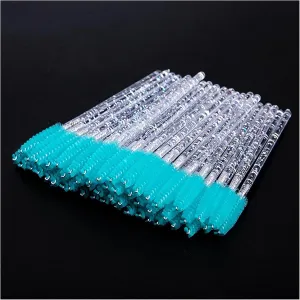 Eyelash Extension Disposable Eyebrow Brush Mascara Wand Applicator Spoolers Eye Lashes Cosmetic Brushes Set Makeup Tools (Color : 25pcs Baby Blue)