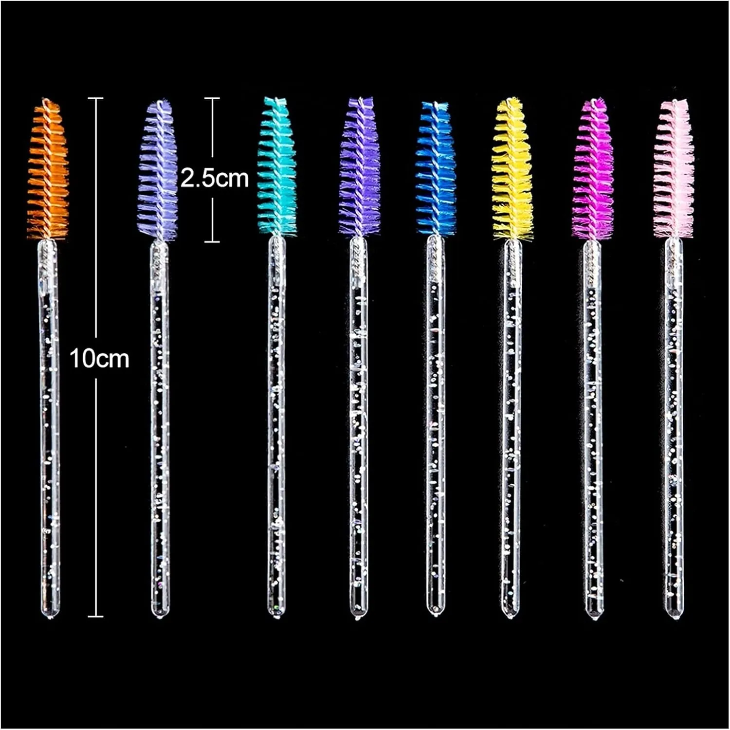 Eyelash Extension Disposable Eyebrow Brush Mascara Wand Applicator Spoolers Eye Lashes Cosmetic Brushes Set Makeup Tools (Color : 25pcs Yellow)