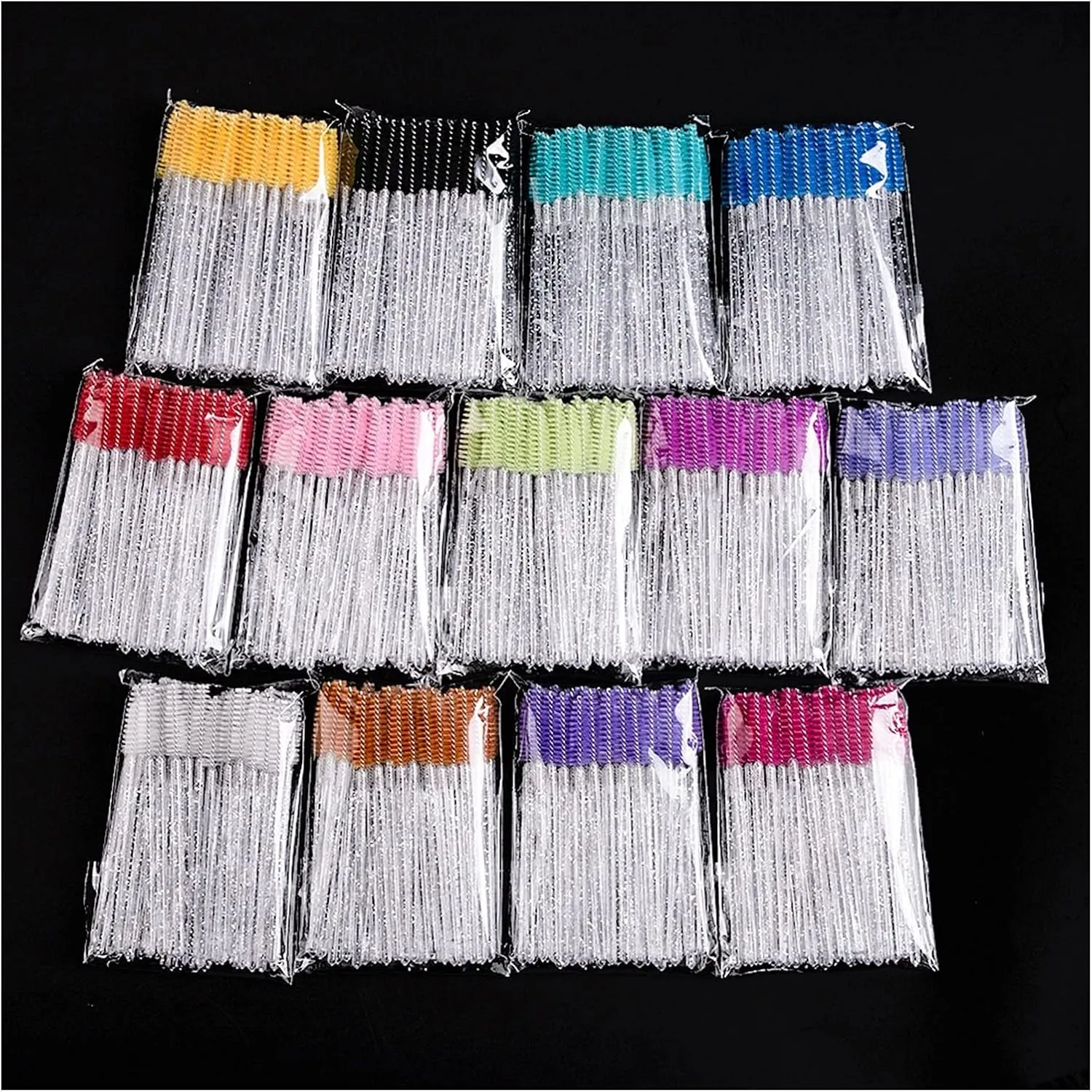 Eyelash Extension Disposable Eyebrow Brush Mascara Wand Applicator Spoolers Eye Lashes Cosmetic Brushes Set Makeup Tools (Color : 25pcs Yellow)