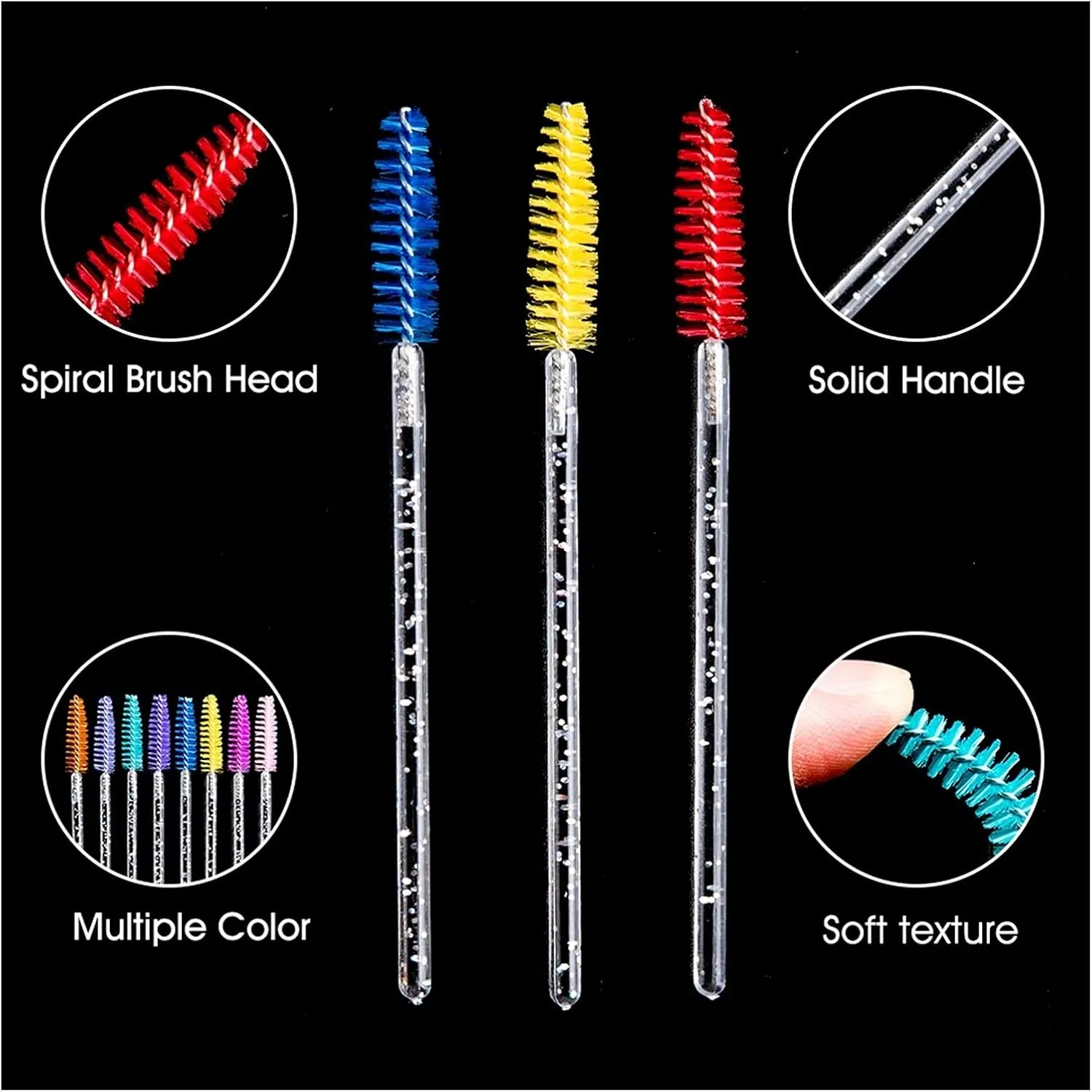 Eyelash Extension Disposable Eyebrow Brush Mascara Wand Applicator Spoolers Eye Lashes Cosmetic Brushes Set Makeup Tools (Color : 25pcs Yellow)