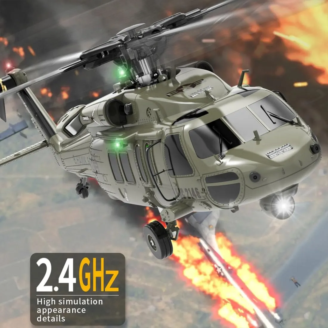 F09-V RC Helicopter for Adults, 1/47 Scale 2.4G 6CH Remote Control Helicopter, Outdoor RC Aircraft Flying Model, RTF Version Creative Gifts