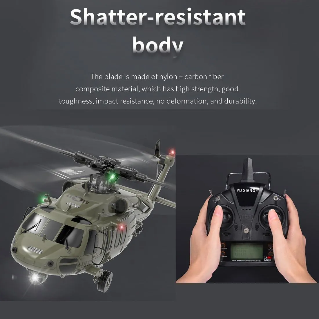 F09-V RC Helicopter for Adults, 1/47 Scale 2.4G 6CH Remote Control Helicopter, Outdoor RC Aircraft Flying Model, RTF Version Creative Gifts
