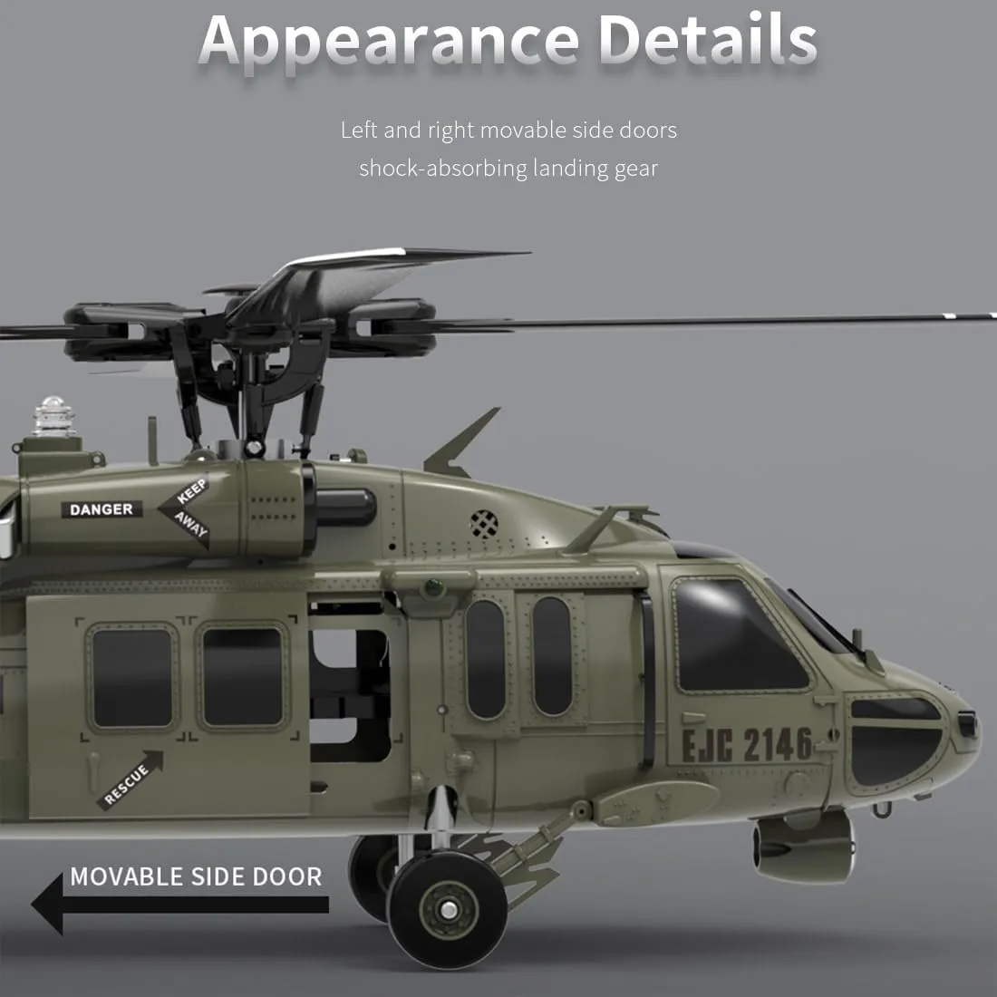 F09-V RC Helicopter for Adults, 1/47 Scale 2.4G 6CH Remote Control Helicopter, Outdoor RC Aircraft Flying Model, RTF Version Creative Gifts