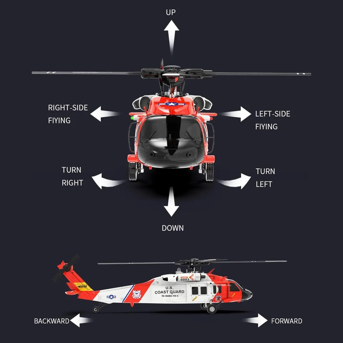 F09-V RC Helicopter for Adults 1/47 Scale 2.4G 6CH Remote Control Helicopter Outdoor RC Aircraft Flying Model RTF Version Creative Gifts(F09s,RTF Version)