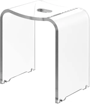 FansaFurn Acrylic Shower Stool, Modern Shower Bench with Curved Seat & Water Leaking Hole, Shower Stool for Inside Shower with Anti-Skip Feet & 300LBS Weight Capacity