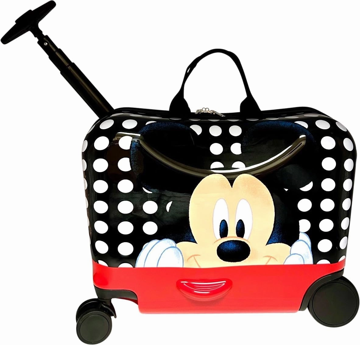 Fast Forward Ride-On 18"" Suitcase For Kids/Tow-Along Toddler Carry-On Luggage With Wheels (Mickey Mouse), Large