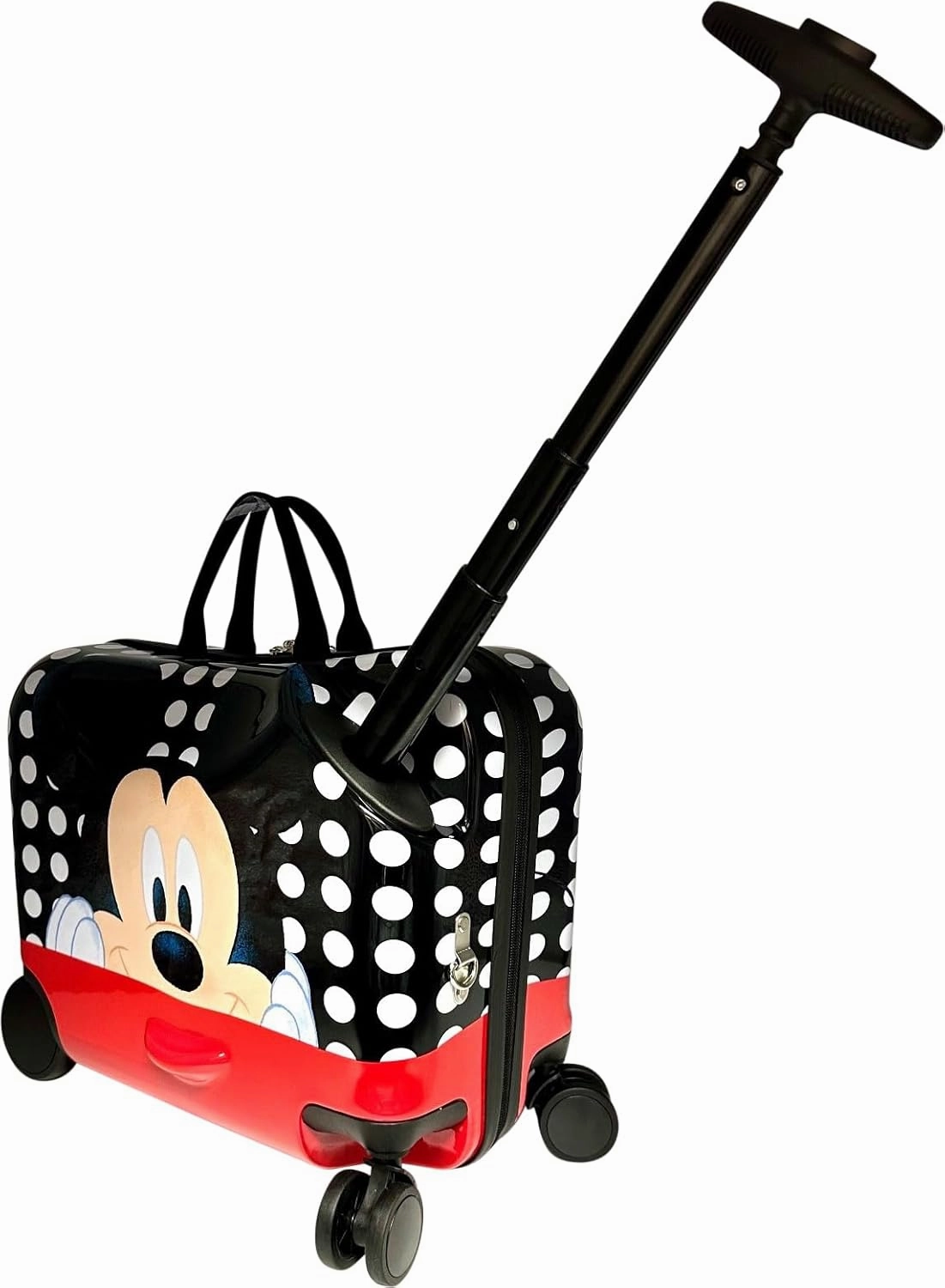 Fast Forward Ride-On 18"" Suitcase For Kids/Tow-Along Toddler Carry-On Luggage With Wheels (Mickey Mouse), Large