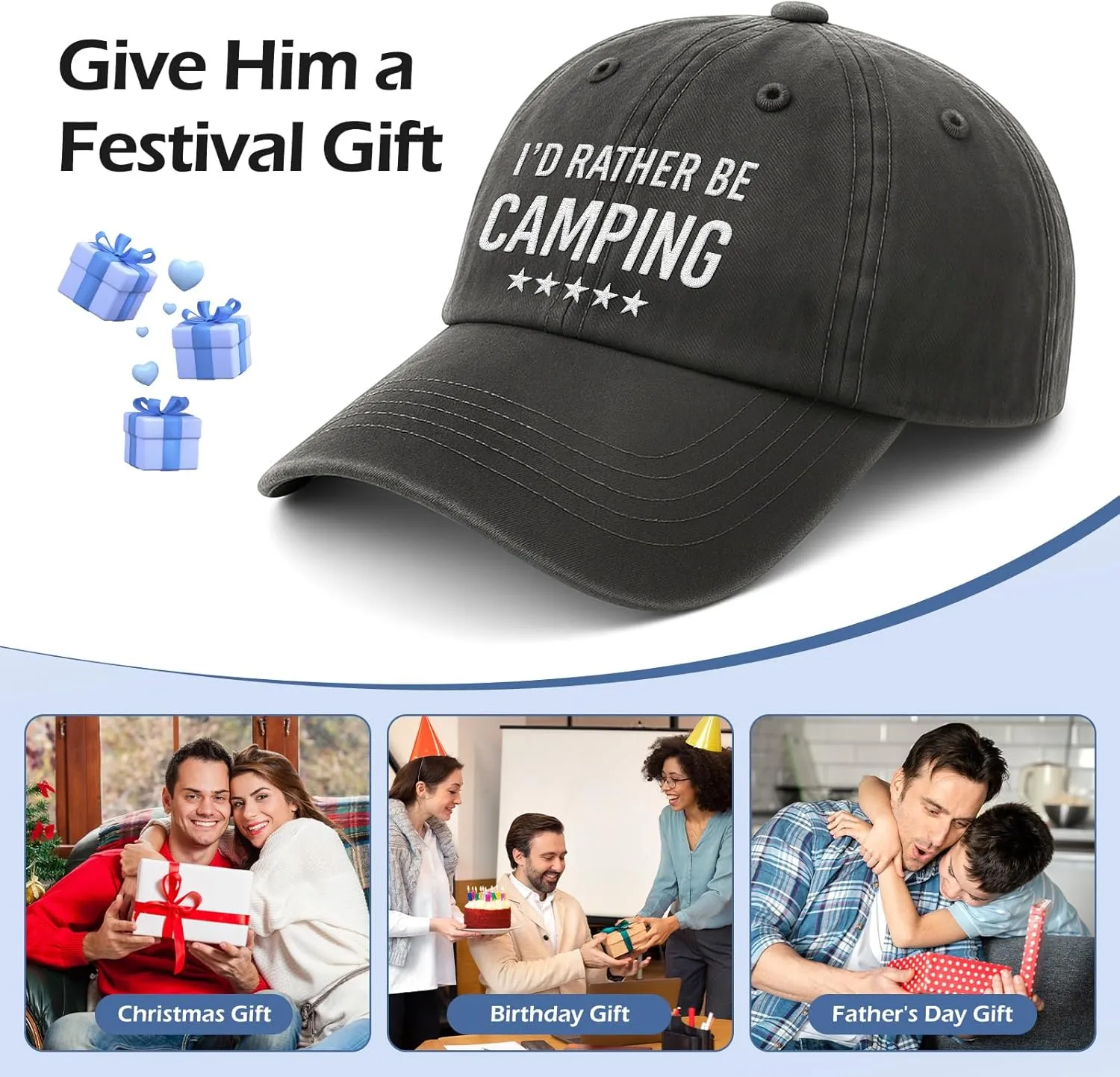 Father's Day Birthday Gift for Man Baseball Cap Dad Husband Son Uncle Brothers Grandpa Boss Teacher Fishing Camping Game Hat