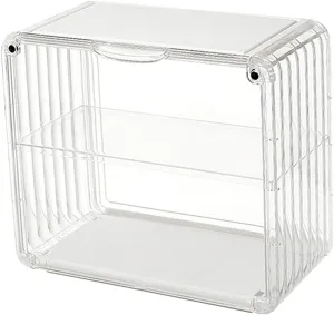 Figure Display Case, Clear Acrylic Figure Display Box, Dustproof Damp Proof Collectibles Case with Magnetic Door, Detachable Partition, Stackable for Action Figures, Collectibles(White)