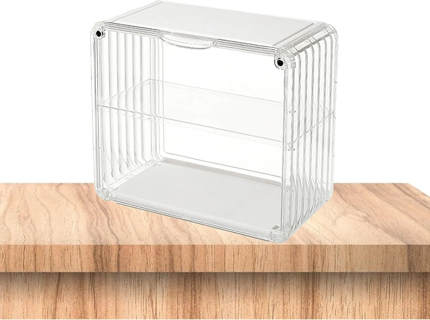 Figure Display Case, Clear Acrylic Figure Display Box, Dustproof Damp Proof Collectibles Case with Magnetic Door, Detachable Partition, Stackable for Action Figures, Collectibles(White)