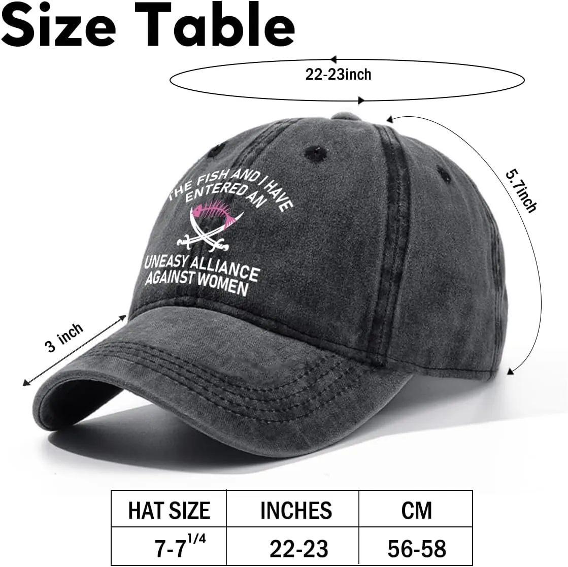 Fishing Adjustable Cotton Baseball Cap, Funny Trucker Hat Gift for Men Women Grandpa Dad Fishing Lover Fisherman