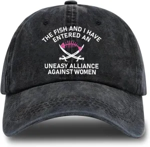 Fishing Adjustable Cotton Baseball Cap, Funny Trucker Hat Gift for Men Women Grandpa Dad Fishing Lover Fisherman