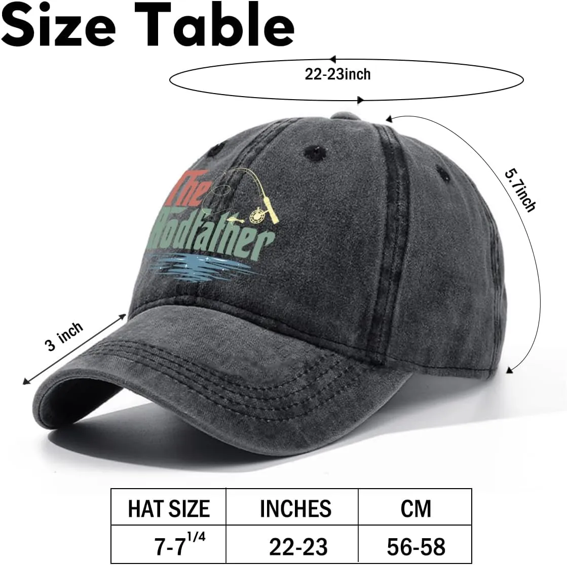 Fishing Adjustable Cotton Baseball Cap, Funny Trucker Hat Gift for Men Women Grandpa Dad Fishing Lover Fisherman