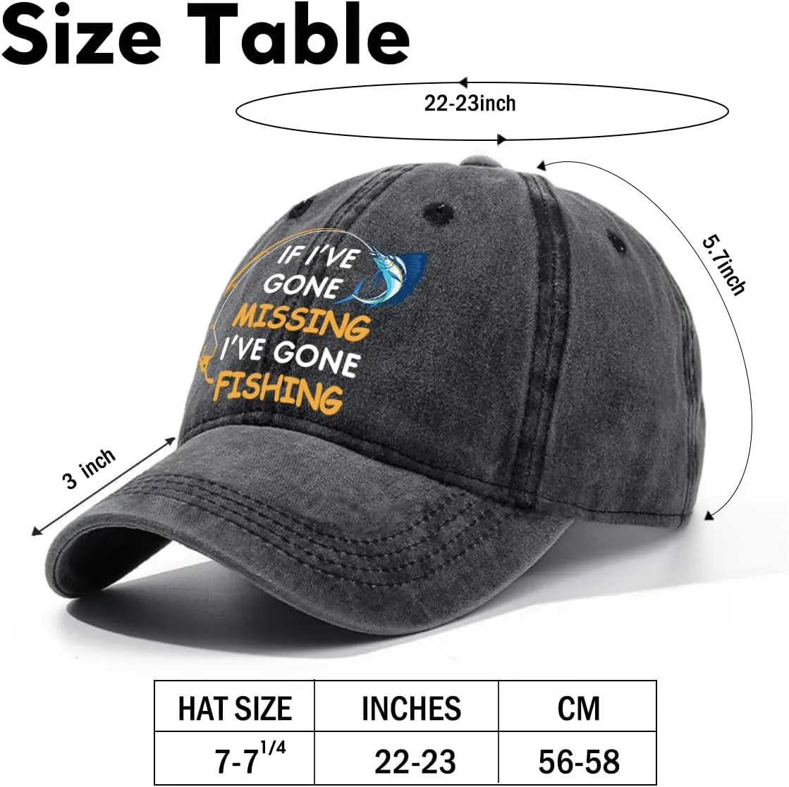 Fishing Adjustable Cotton Baseball Cap, Funny Trucker Hat Gift for Men Women Grandpa Dad Fishing Lover Fisherman