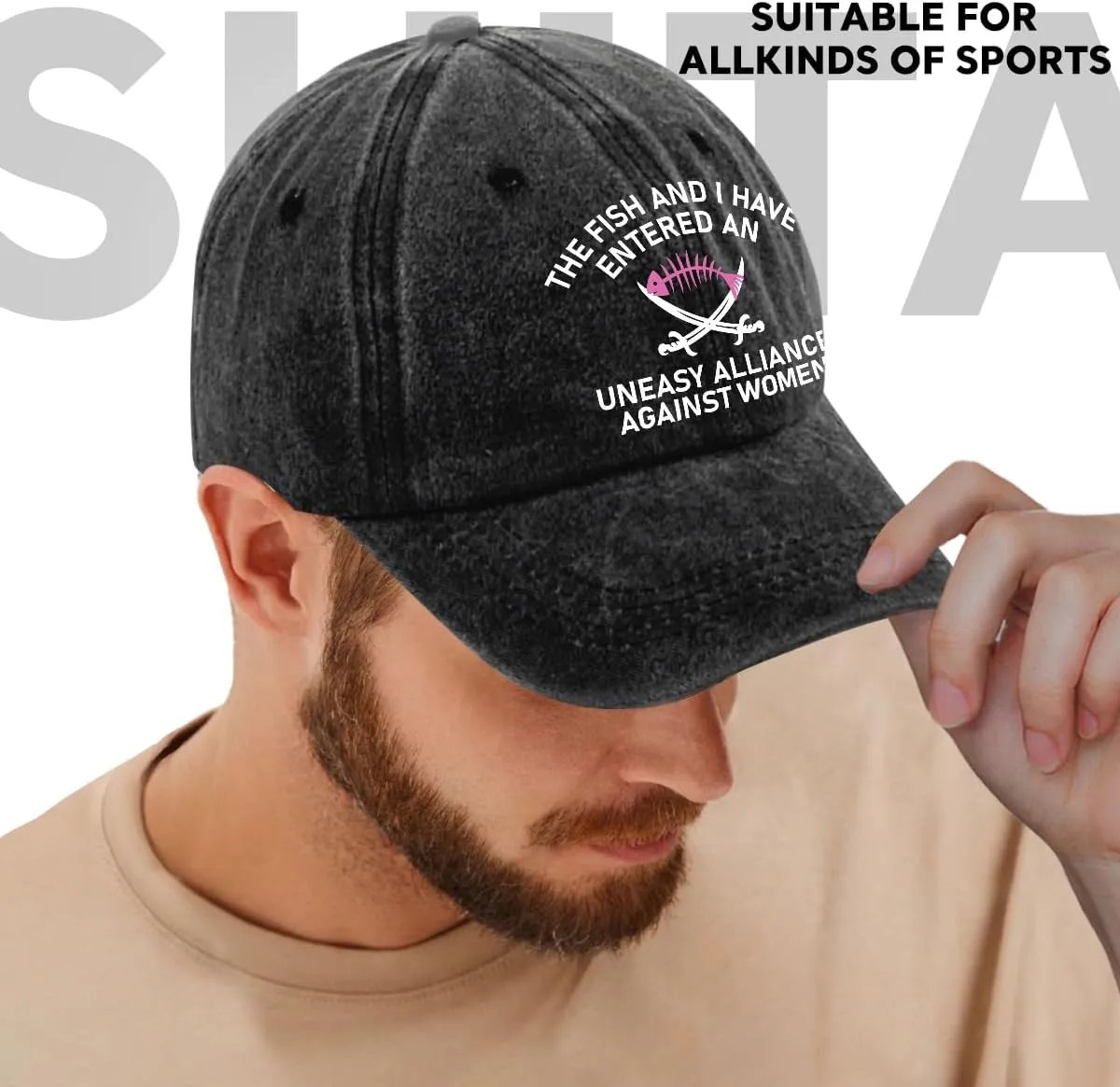 Fishing Adjustable Cotton Baseball Cap, Funny Trucker Hat Gift for Men Women Grandpa Dad Fishing Lover Fisherman